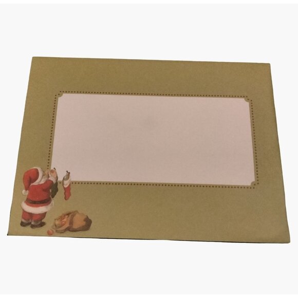 Vintage Merry Christmas Card Santa Filling Stockings  Wishing Peace Joy - Picture 5 of 6